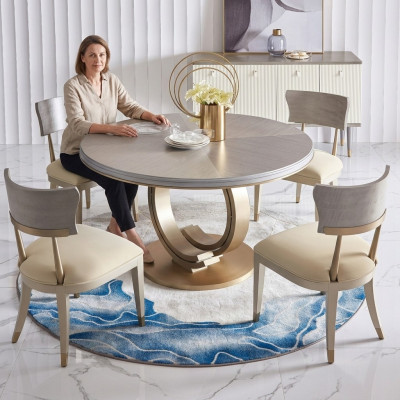 Designer esstisch luxus esszimmer tische polster holz Edelstahl tisch Rund