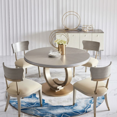 Designer esstisch luxus esszimmer tische polster holz Edelstahl tisch Rund