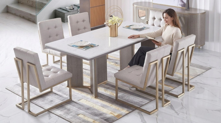 Esszimmer Design Möbel Stuhlgruppe Tisch 6 Lehn Stühle Set Garnitur Neu