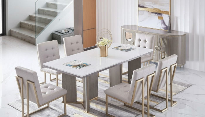 Luxus Möbel Esstisch Tisch Esszimmer Wohnzimmer Marmor Holz Design