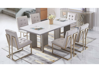 Luxus Möbel Esstisch Tisch Esszimmer Wohnzimmer Marmor Holz Design