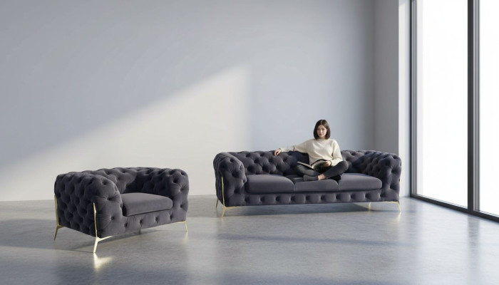 Italien Möbel Sofagarnitur 3+1 Sitzer Design Sofa Polster Couchen Chesterfield