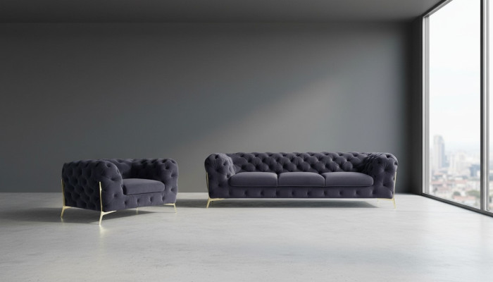 Italien Möbel Sofagarnitur 3+1 Sitzer Design Sofa Polster Couchen Chesterfield