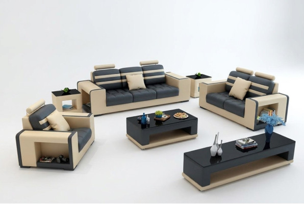 Sofagarnitur 321 Sitzer Tisch Hocker Couchtisch Sideboard Garnitur Moderne 5tlg.