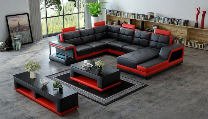 Wohnlandschaft U Form Ecksofa Couchtisch Sideboard Design Big Sofa Neu
