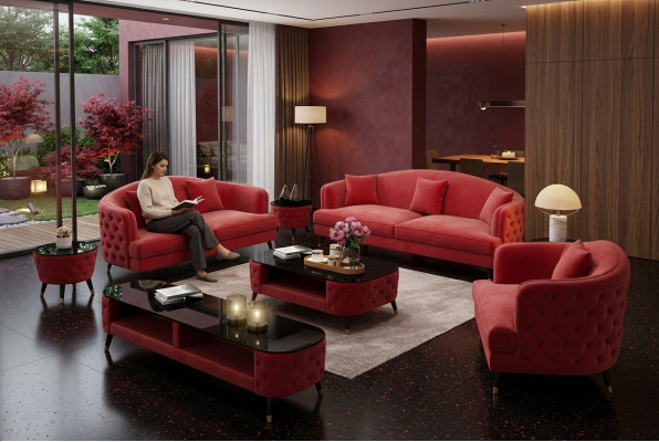 Sofagarnitur Set 3+2+1 Sitzer Couchtisch Sideboard Garnitur Design Moderne 7tlg