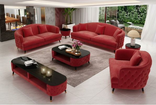 Sofagarnitur Set 3+2+1 Sitzer Couchtisch Sideboard Garnitur Design Moderne 7tlg