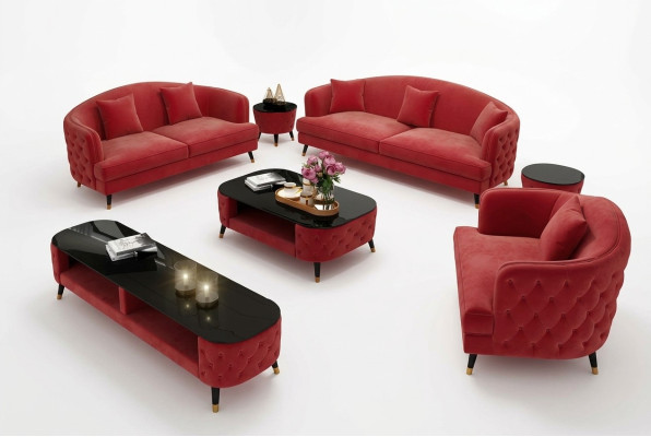 Sofagarnitur Set 3+2+1 Sitzer Couchtisch Sideboard Garnitur Design Moderne 7tlg