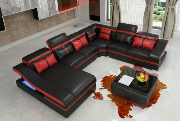 Set Luxury Modern Ecksofa U-Form Designer und Couchtisch Wohnzimmer