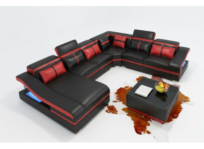 Set Luxury Modern Ecksofa U-Form Designer und Couchtisch Wohnzimmer