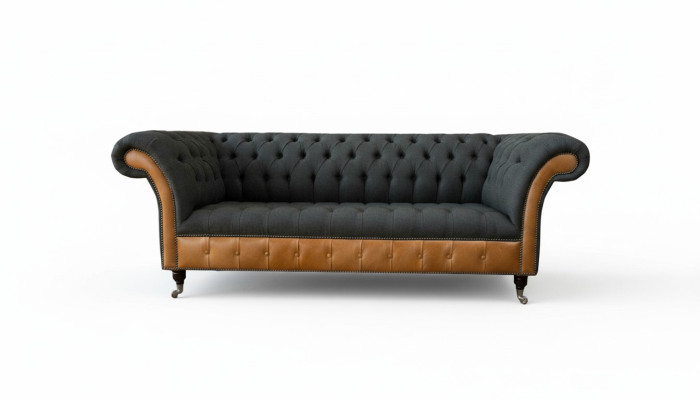 Stoff Couch Wohnlandschaft 3 Sitzer Design Sofa Sofas Couchen Graue Chesterfield