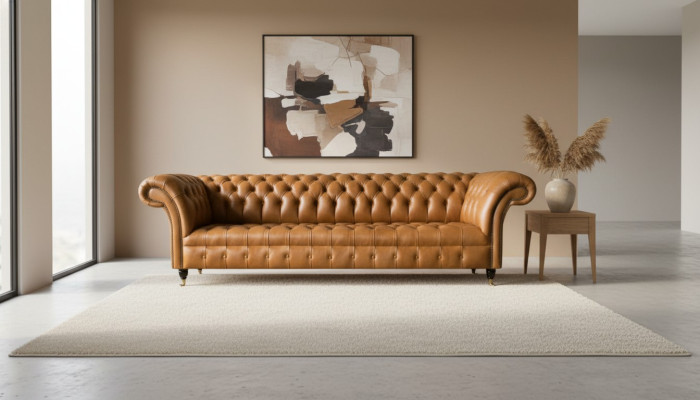 Design Sofa Chesterfield Polster Modern Textil Stoff Sofas 4 er Schlaf Neu
