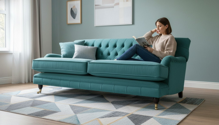 Textil Sofa Couch Polster Garnitur 3Sitzer Couchen Sofas Chesterfield Dreisitzer