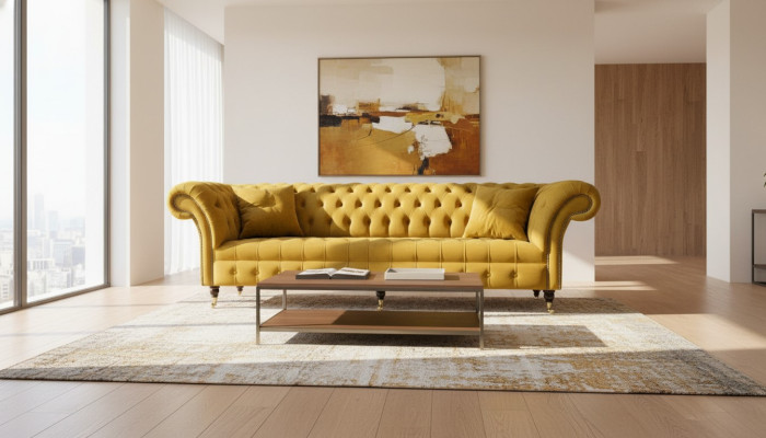 xxl Chesterfield Big Sofa Couch Polster Garnitur 4 Sitz Textil Sofas Couchen Neu