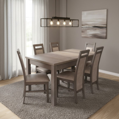 Edel Holz Tisch Garnitur Set 7tlg. Wohn Ess Zimmer 6x Sessel Stuhl Sitz