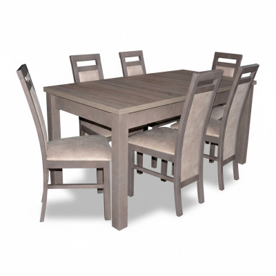 Edel Holz Tisch Garnitur Set 7tlg. Wohn Ess Zimmer 6x Sessel Stuhl Sitz