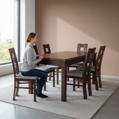 Designer Möbel Holz Tisch Sitz Ess Zimmer 6x Stühle 7tlg. Set Garnitur Echtholz