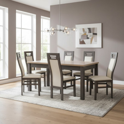 Echtholz Lehnstuhl Möbel Holz Tisch Sitz Ess Zimmer 6x Stühle 7tlg. Set Garnitur