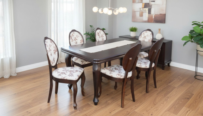 Lehnstuhl Esstisch Tisch Holz Esszimmer Garnitur + 6x Stuhl Set Stühle 7tlg. Neu