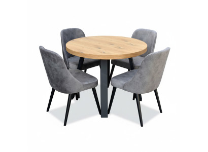 Runder Esszimmer + 4 Stühle Stuhl Set Garnitur Rund Tisch Holz Tische Runde 5tlg