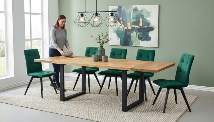 Design Ess Zimmer Stuhl Set Metall Tische Sessel 6x Stühle Tisch Garnitur 7tlg.