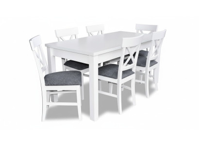 Modern Antik Stil Esszimmer Set Holz Metall Tisch Essgarnitur 6x Stühle Stuhl