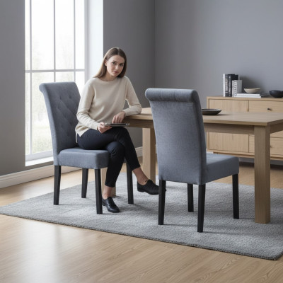 Sessel Stuhl Esszimmer Fernseh Lounge Textil Sitz Modern Polsterstuhl Echtholz