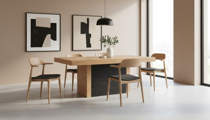 Luxus Esstisch Designer Holz Tische Möbel Säulen Tisch Esszimmer 110x250/490cm 