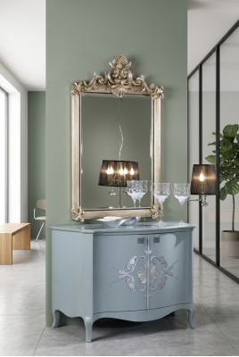 Designer Moderner großer Spiegel Wandspiegel echt Holz Rahmen Hängespiegel Luxus Möbel
