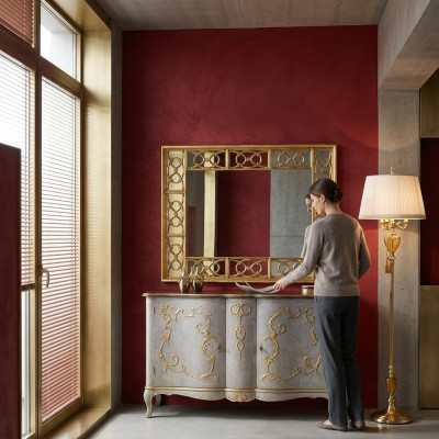 Klassischer Designer Spiegel Wandspiegel Barock Rokoko 150x114cm Holz Rahmen
