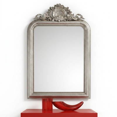 Klassischer Design Spiegel Wandspiegel Barock Rokoko Luxus Möbel Holz Rahmen Silber