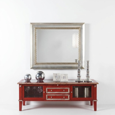 Klassischer Wandspiegel Holzrahmen Spiegel Luxus Möbel Silber Hänge Glas Rahmen Wand