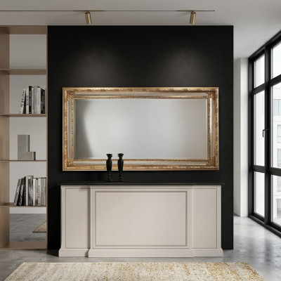 Klassischer Wandspiegel Holzrahmen Spiegel Möbel 94x184 Glas Rahmen Wand Möbel