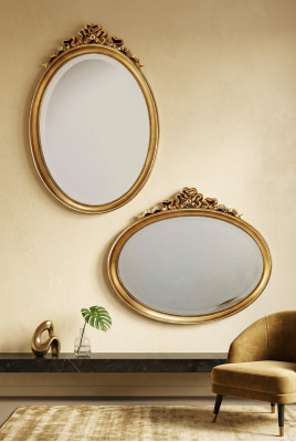 Klassischer Design Spiegel Wandspiegel Oval 67x77cm Hängespiegel Barock Rokoko