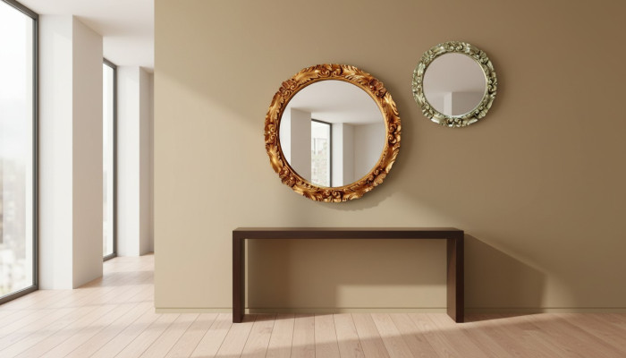 Moderner Großer Wandspiegel Spiegel Echt Holz Rahmen Hängespiegel Luxus Möbel