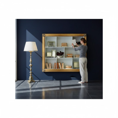 Wandregal Regal Bücherschrank Bücherregal Wohnzimmer Wand Luxus