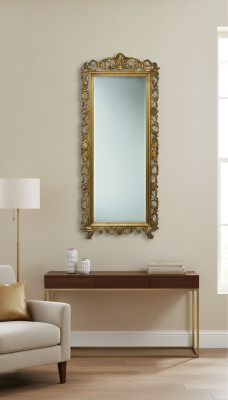 Klassischer Großer Spiegel Wandspiegel Luxus Hängespiegel Holz Gold Garderobe SP6480