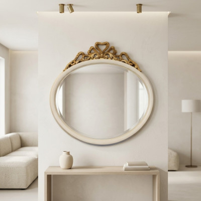 Flurspiegel Spiegel Wandspiegel Bad Rund Holz Wand Dekoration Spieglein Barock