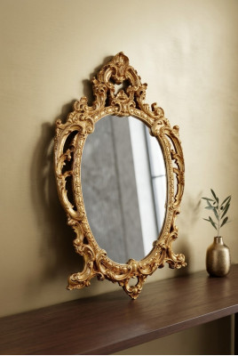 Klassischer Großer Spiegel Wandspiegel Hängespiegel Holz Gold Garderobe 64x104cm