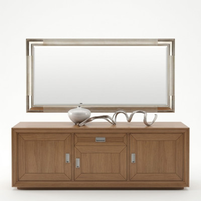 Designer Spiegel Anrichte Barock Spiegel Wohn Zimmer Regal Luxus Spiegel Silber
