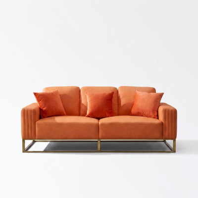 Dreisitzer Couch Polster Leder Sofa 3 Sitzer Couchen Holz Modern Stil Sofas