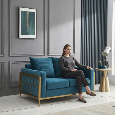 Sofa 2 Sitzer Couch Design Polster Modern 100% Textil Stoff Modern