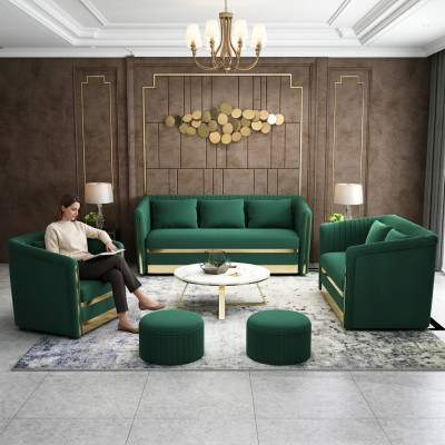 Sofagarnitur 3+2+1 Sitzer Couch Ledersofa Wohnlandschaft Garnitur Design