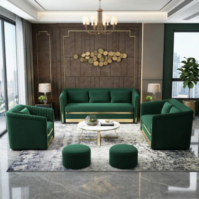 Sofagarnitur 3+2+1 Sitzer Couch Ledersofa Wohnlandschaft Garnitur Design