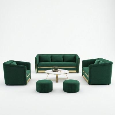 Sofagarnitur 3+2+1 Sitzer Couch Ledersofa Wohnlandschaft Garnitur Design