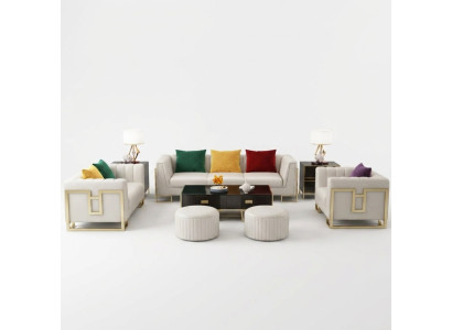 Sofagarnitur Big Set 3+1 Sitzer Leder Sofa Couch Garnitur Design Couchen
