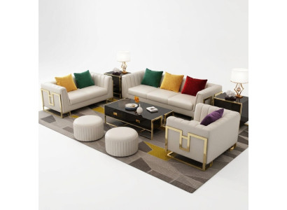 Ledersofa Couch Sofagarnituren 3+2+1 Sitzer Design Garnitur Modern Sofa