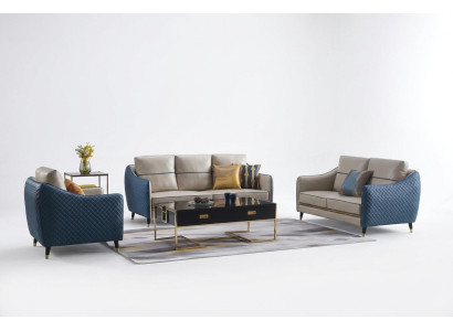 Wohnlandschaft Sofa Polster Sofagarnitur 3+2+1 Couchtisch Beistelltisch