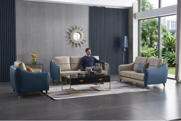 Sofagarnitur 3+1 Sitzer Set Design Deko Sofas Polster Couchen Relax Leder