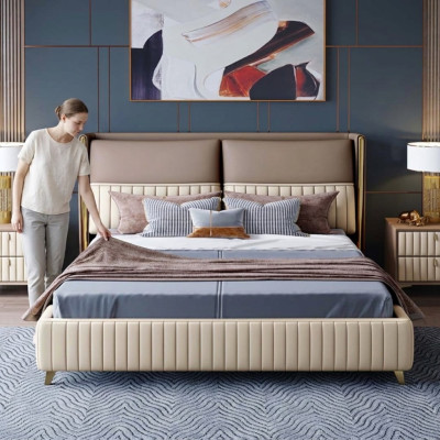 Bett 3 tlg. Schlafzimmer Set Design Modern Luxus Schlafzimmer Nachttisch